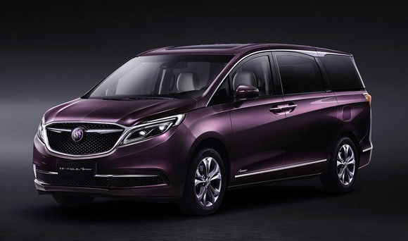 The Buick GL8, a minivan, in the purple color exclusive to the top-tier Avenir trim line.