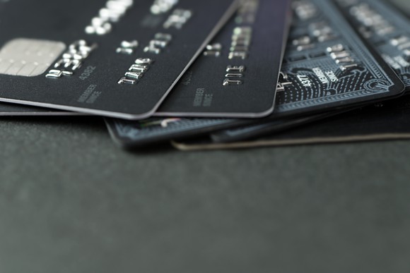 Credit cards fanned out