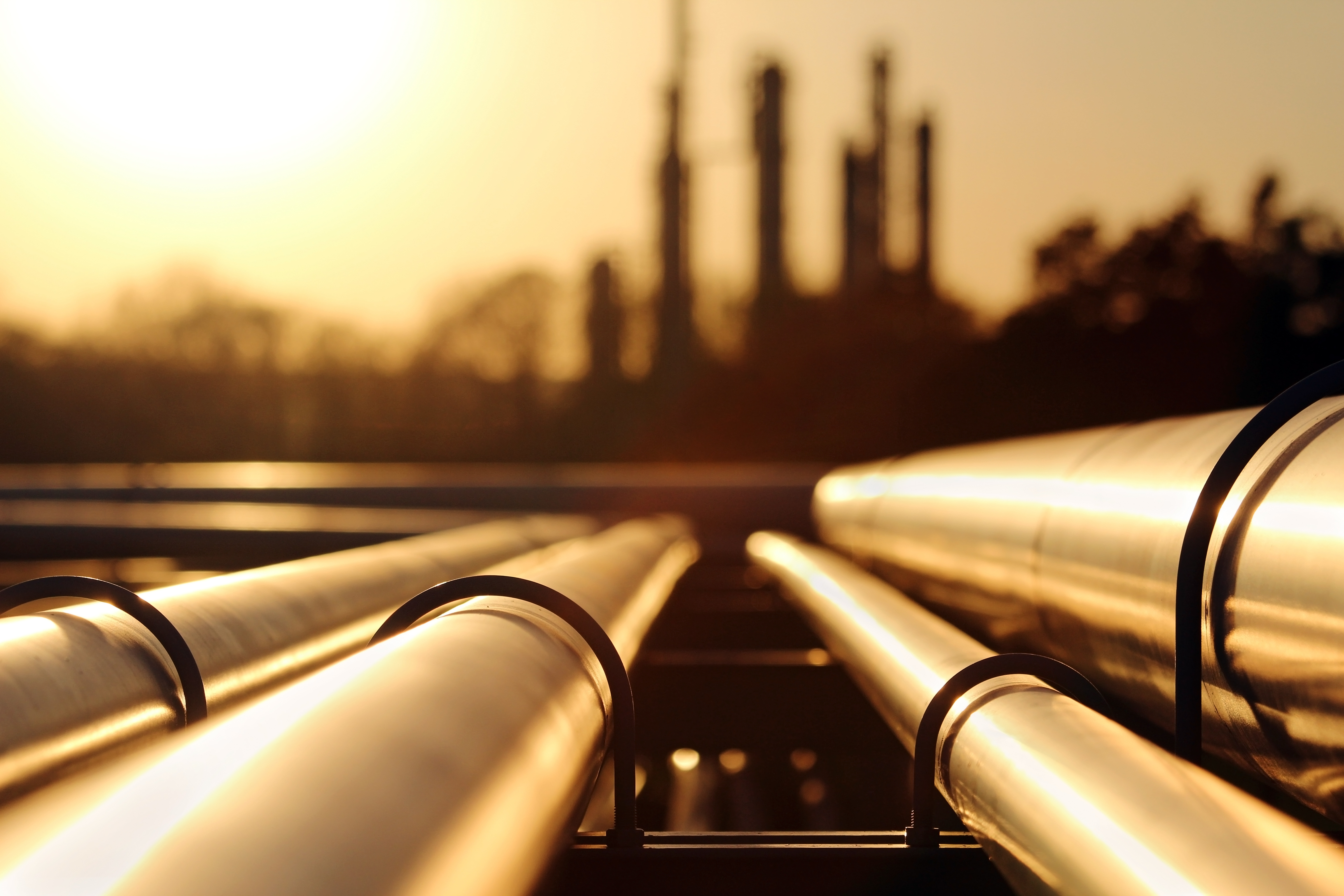 An oil pipeline stretching toward the horizon