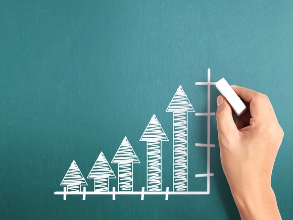 A graph on a chalkboard symbolizing growth.