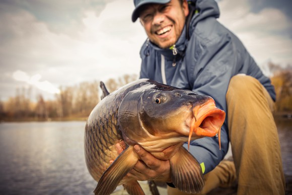 Fisherman with a trophy carp