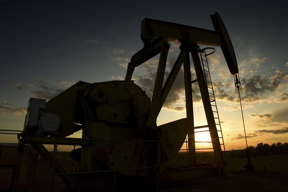 Pumpjack at sunset