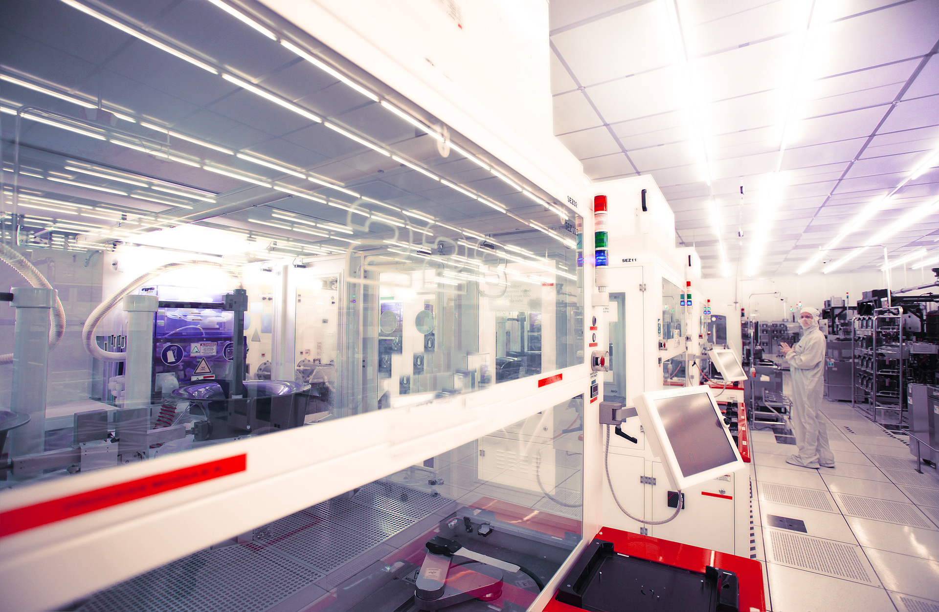 A clean room at a Tower Semiconductor facility.