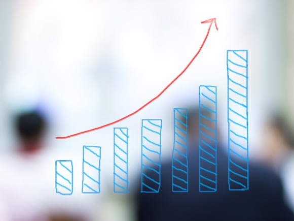 A sketch of a bar chart showing dividend growth.