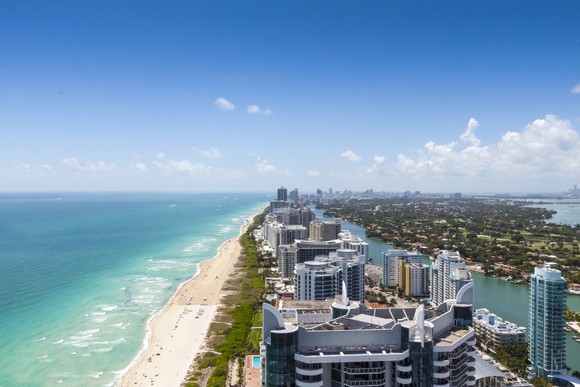 A Florida beach, as seen from the air.