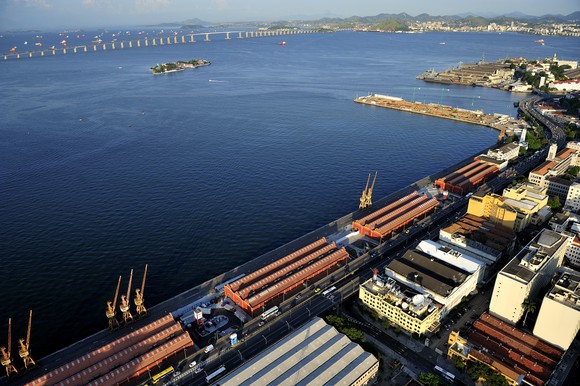 Aerial view of Port of Rio de Janeiro, Brazil.