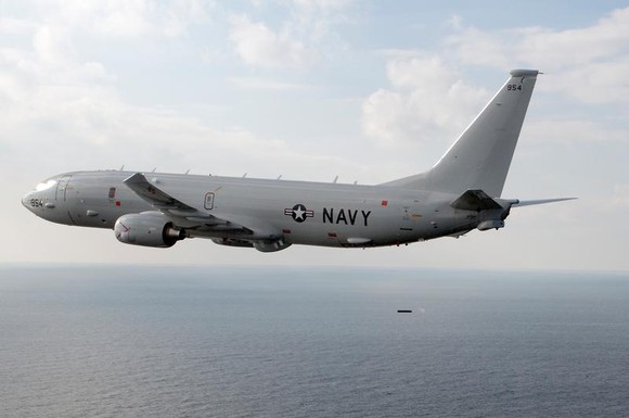 P-8A Poseidon aircraft deploying a sonobuoy.
