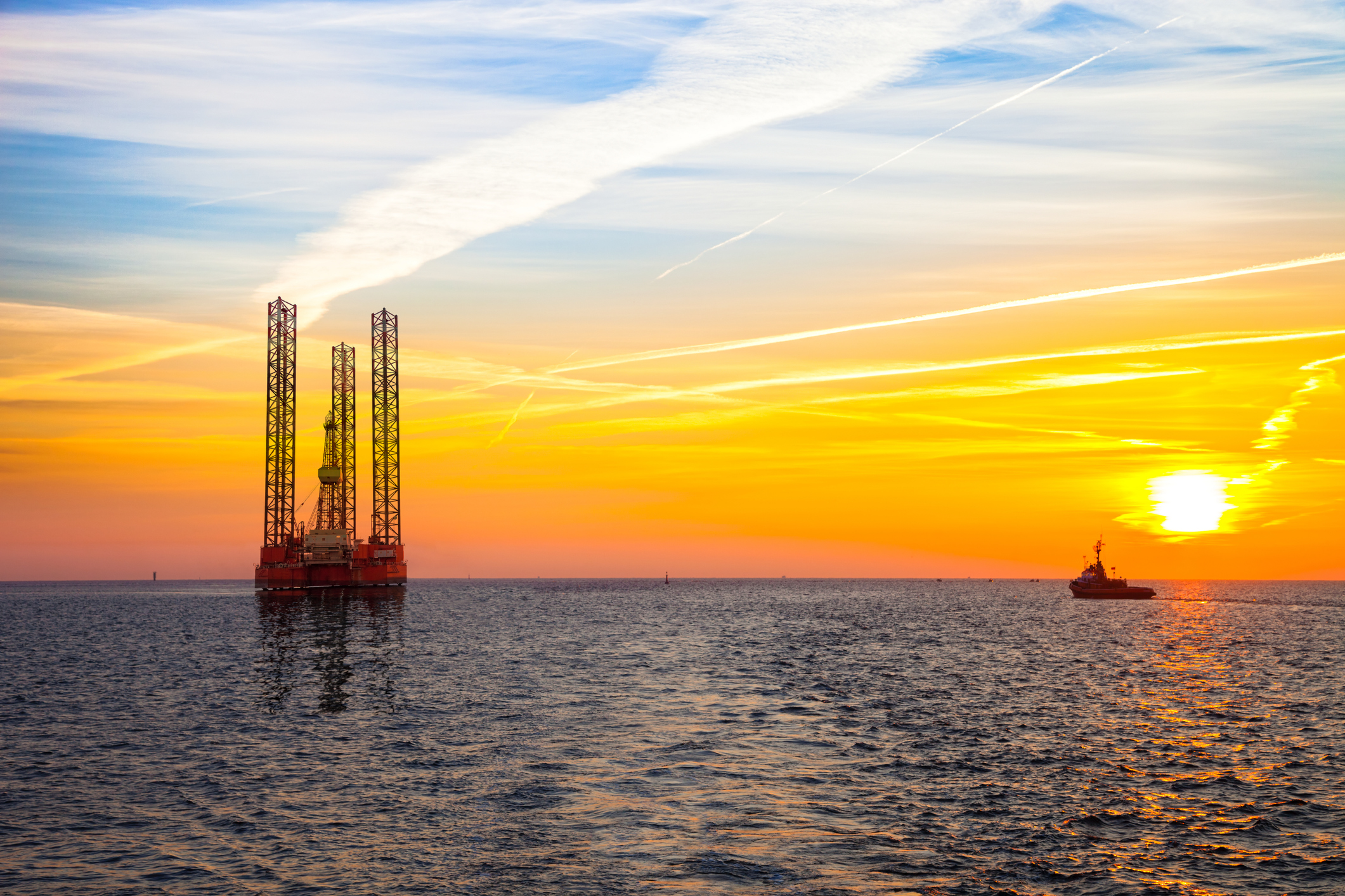 Offshore rig sunset
