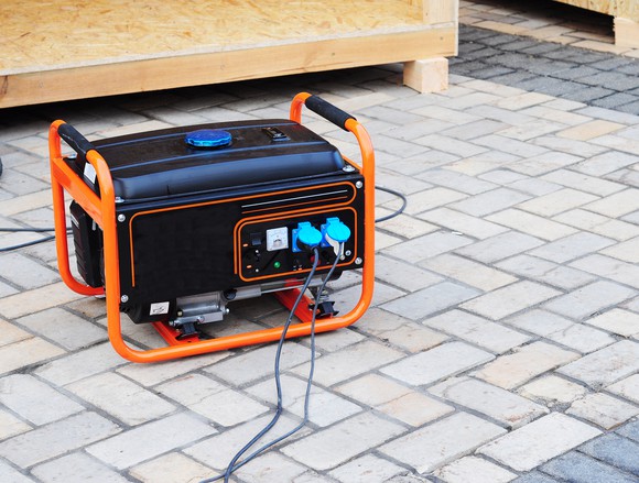 Small generator at a construction site.
