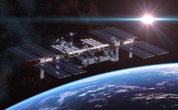 The International Space Station orbiting Earth.