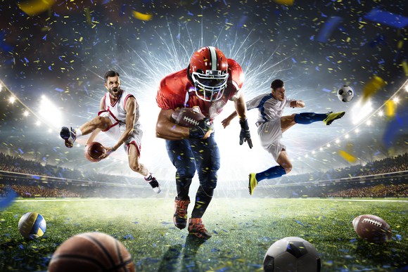 Athletes playing different sports