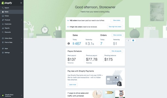 Screenshot of business analysis metrics on Shopify platform.