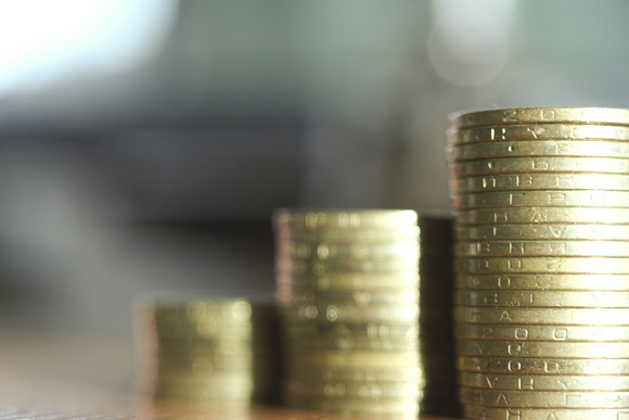 Coins stacked