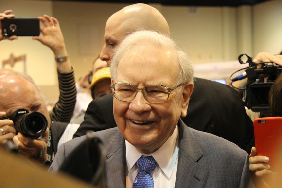 Warren Buffett at Berkshire Hathaway's shareholder meeting