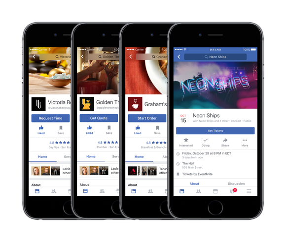 Examples of different ways Facebook hopes to connect users with local businesses