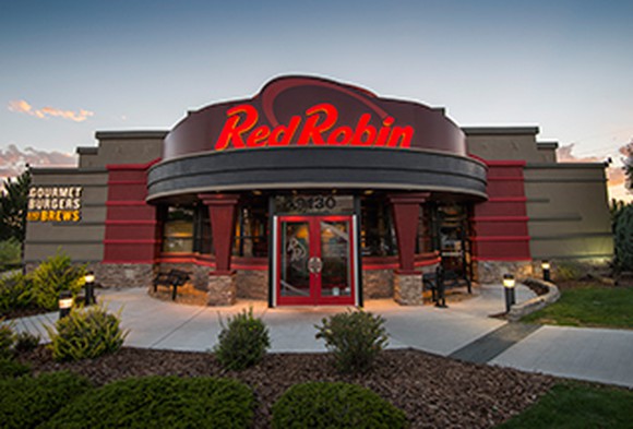 The front entrance to a new Red Robin restaurant.