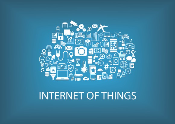 A cloud connecting many devices.