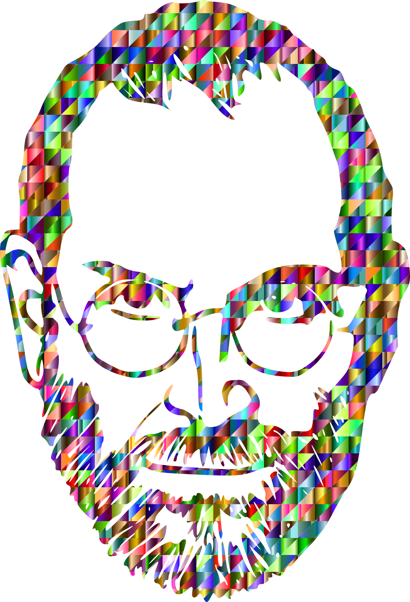 Image of Steve Jobs formed with colored bits