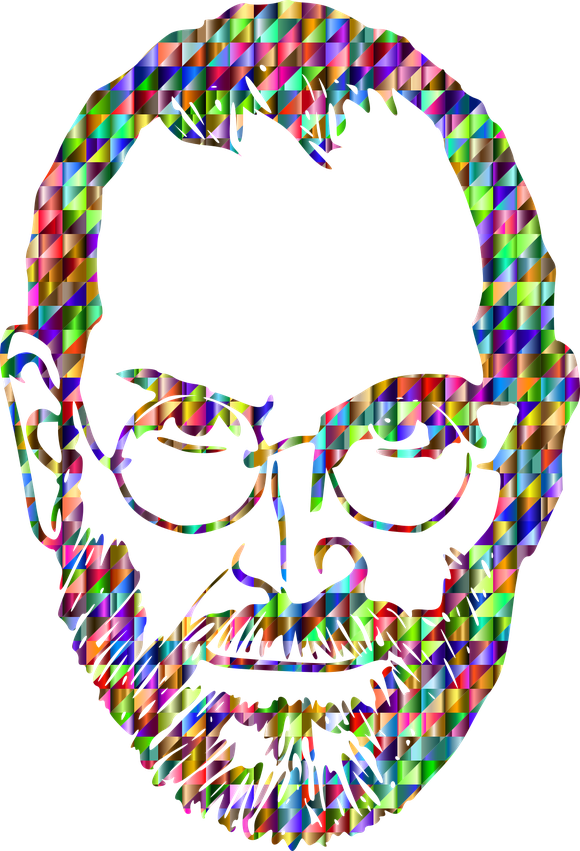 Image of Steve Jobs formed with colored bits