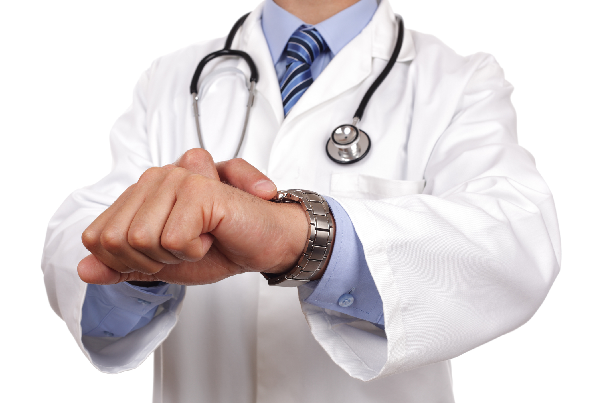 Doctor checking his watch.