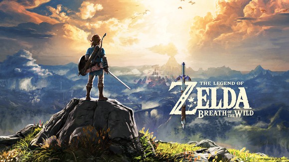 Box art of The Legend of Zelda: Breath of the Wild depicting the main character looking out over a vast land from the peak of a mountaintop.