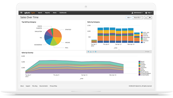 Splunk Light interface on a laptop display