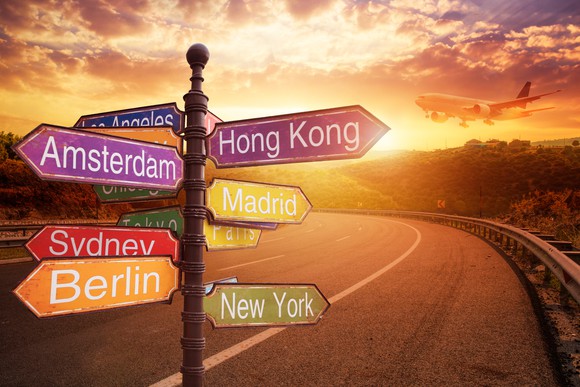 Signboard showing names of different countries