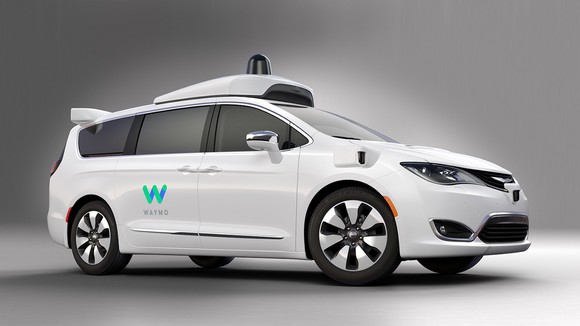 Self-driving Waymo minivan.
