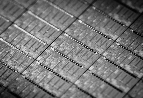 A wafer of Intel chips.