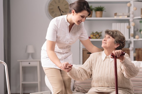 Assisted living caregiver and resident