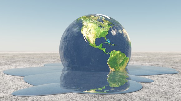 Illustration of earth melting because of global warming.