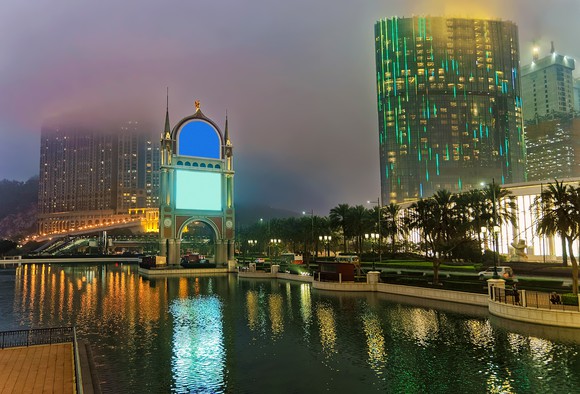 City of Dreams resort behind Venetian canal in Macau