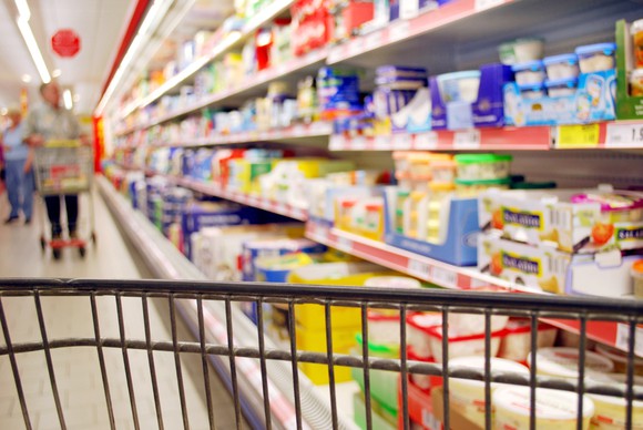 Shopping cart in a discount store
