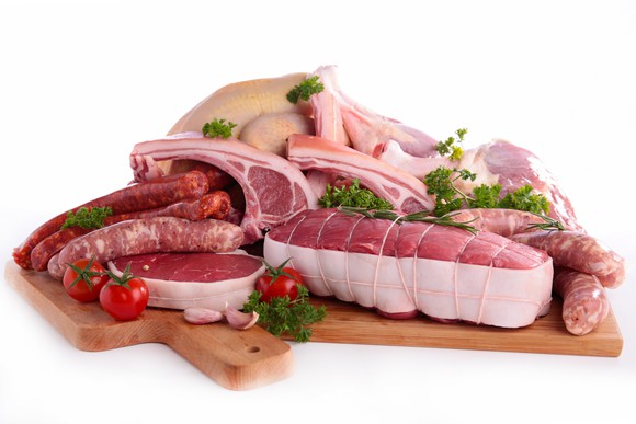 Various raw meat products