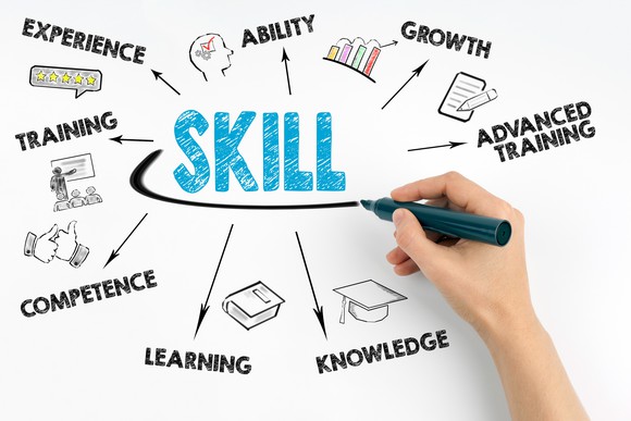 An illustration showing words related to a job search.