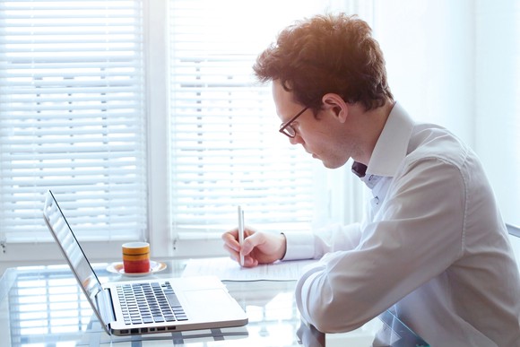 Man working on a laptop