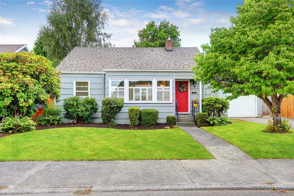 Small house in suburban neighborhood