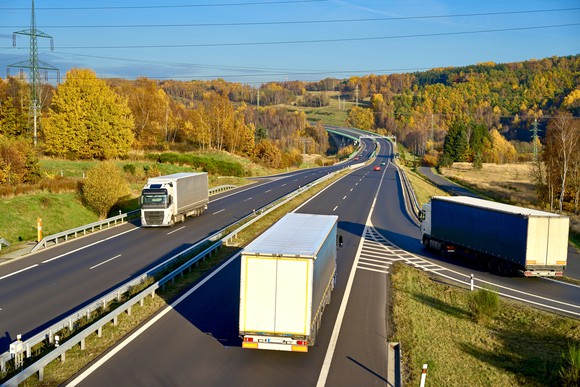 Trailers on a highway