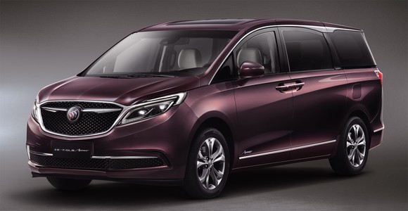 A 2017 Buick GL8 Avenir minivan. The special purple color is exclusive to Avenir-trim models.
