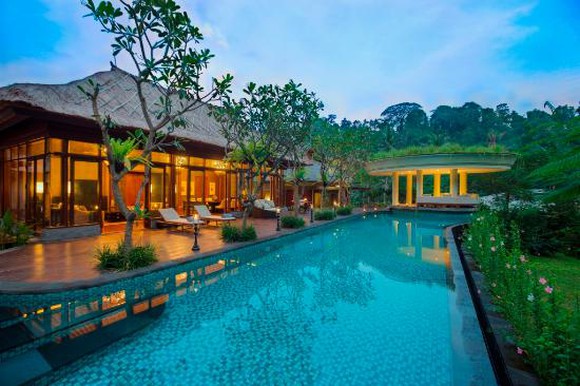 A pool at an Indonesian hotel