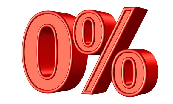 zero percent, in red, and in 3-d effect