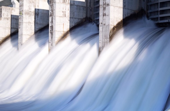 Hydroelectric dam in detail