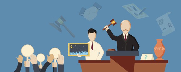 Illustration of an art auction.