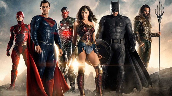 The Flash, Superman, Cyborg, Wonder Woman, Batman, and Aquaman from Warner's upcoming "Justice League" movie.