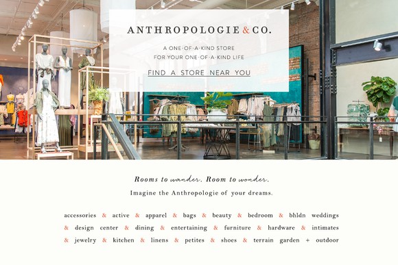 An advertisment for a new, larger-footprint Anthropologie store.