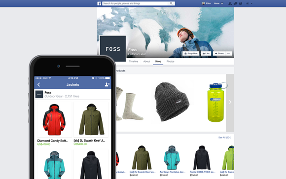 Shopify store on Facebook app.