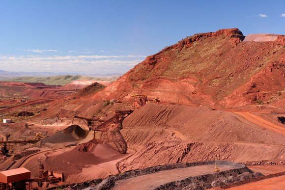 Iron ore mine in the Pilbara of Western Australia.
