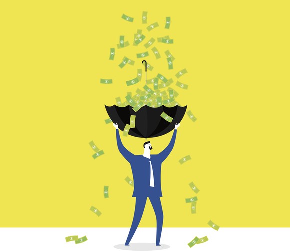 Raining money.