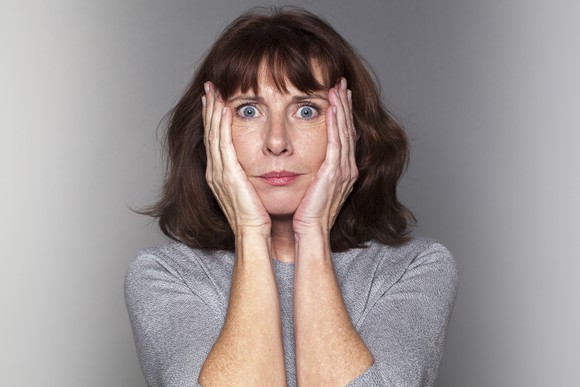 A shocked older woman.