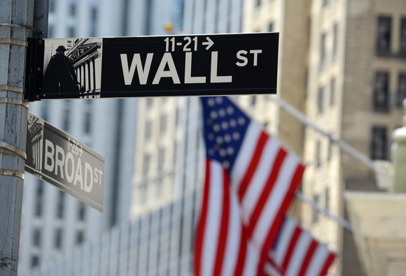 The corner of Wall Street and Broad Street in New York City, near the New York Stock Exchange